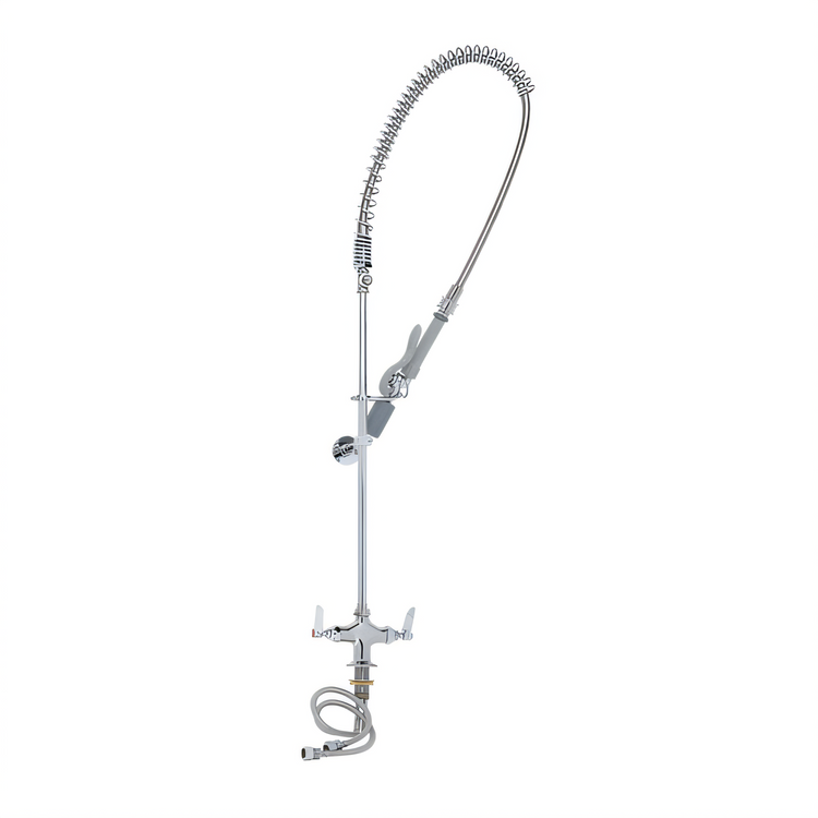 Product image #1 for EasyInstall Single-Hole Deck-Mount Pre-Rinse Unit with Vacuum Breaker, 24-Inch Riser, 44-Inch Hose, and 1.07 GPM Swivel Spray Valve
