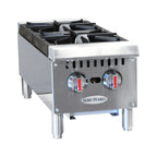Thumbnail image #1 for Serv-Ware SHPS-12 12-Inch 2-Burner Natural Gas Commercial Hot Plate, Stainless Steel, with Legs