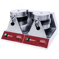 Adcraft Double Countertop Belgian Waffle Maker with 7-Inch Round Grids