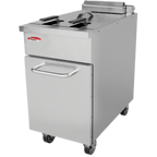 Thumbnail image #1 for BakeMax (TVI) BMPLS7FE020 Electric Floor Fryer, 22-Liter Stainless Steel Fry Pot, Thermostatic Controls, 2 Fry Baskets, 208V