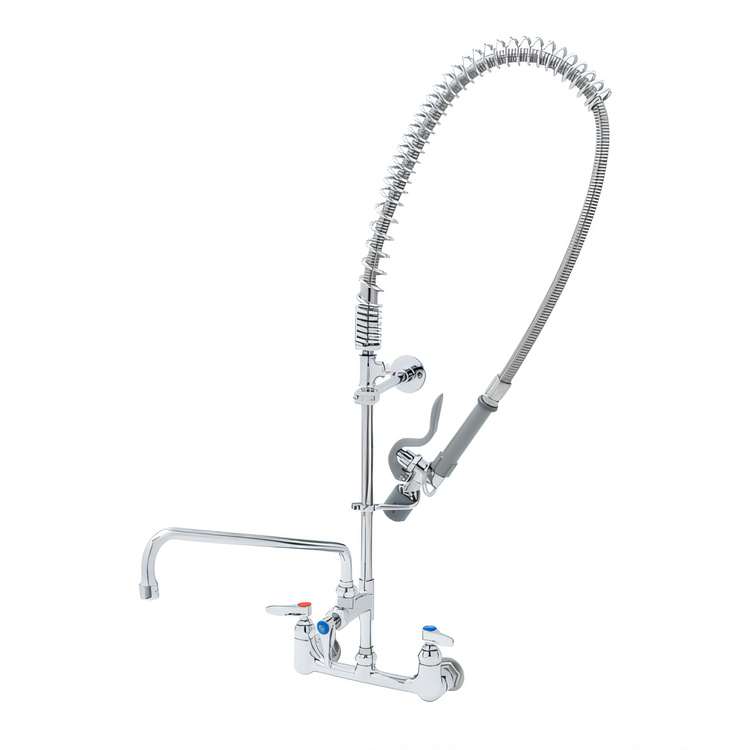 Product image #1 for T&S Brass EasyInstall 8-Inch Wall Mount Add-On Faucet Pre-Rinse Unit with 14-Inch Swing Nozzle