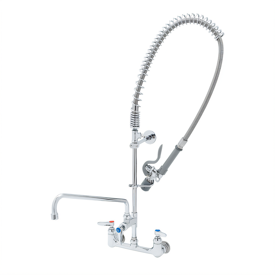 Product image #1 for T&S Brass EasyInstall 8-Inch Wall Mount Add-On Faucet Pre-Rinse Unit with 14-Inch Swing Nozzle