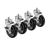 Krowne Royal Series 5-Inch Swivel Stem Casters with Brakes, 5/8