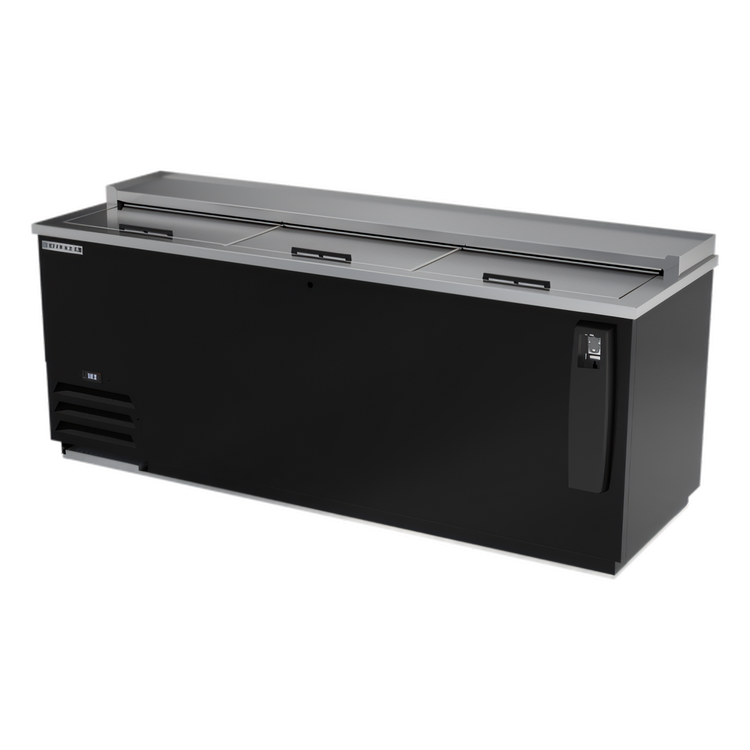 Product image #1 for Beverage Air Frosty Brew Horizontal Deep Well Bottle Cooler, 80 In. Wide, 24.1 Cu. Ft., 3 Sliding Lids, Black