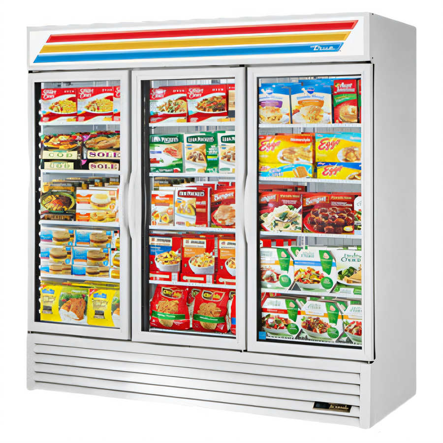Product image #1 for True Three-Section Glass Door Low Temp Freezer Merchandiser, White