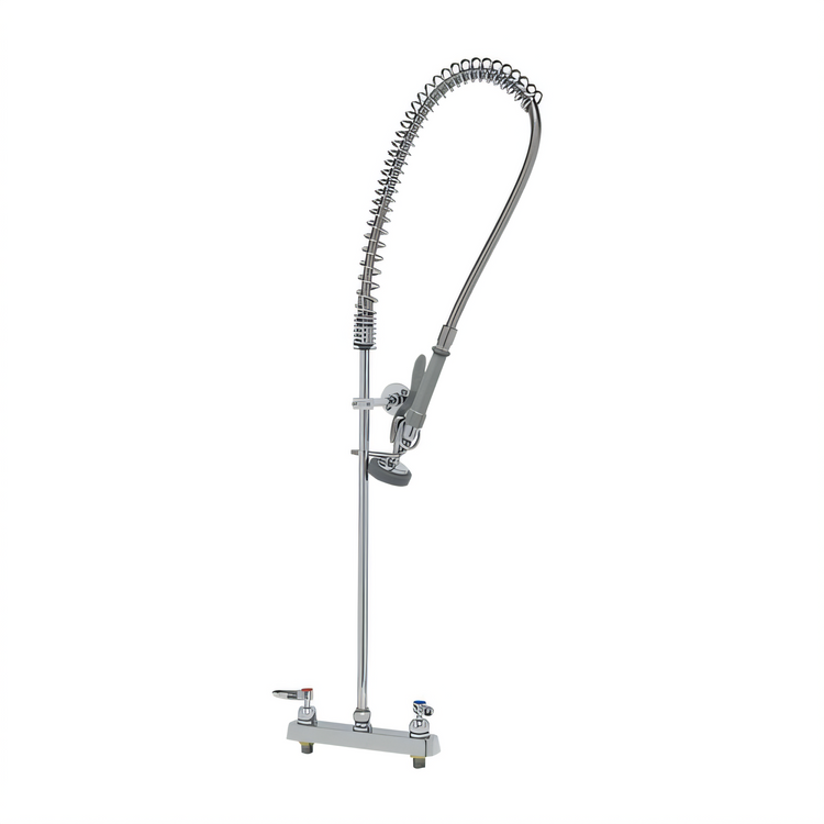 Product image #1 for T&S Brass EasyInstall 8-Inch Center Deck-Mount Workboard Pre-Rinse Faucet with 44-Inch Hose and 1.15 GPM Spray Valve
