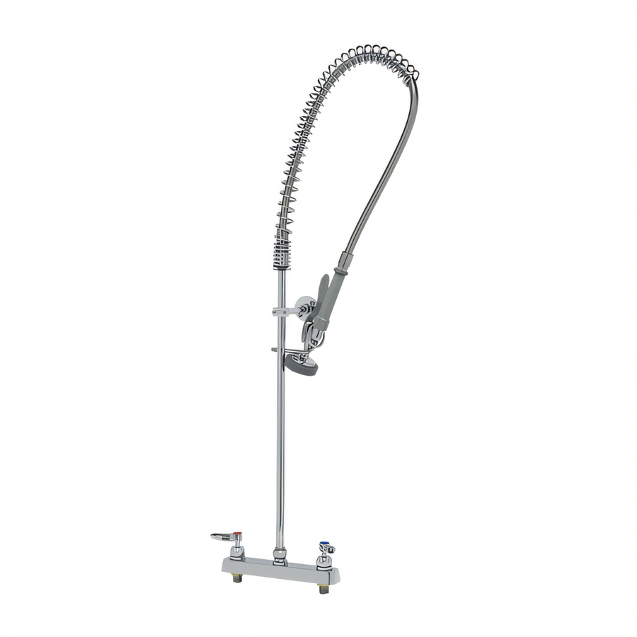 Product image #1 for T&S Brass EasyInstall 8-Inch Center Deck-Mount Workboard Pre-Rinse Faucet with 44-Inch Hose and 1.15 GPM Spray Valve
