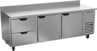 Beverage-Air Stainless Steel Three-Section Worktop Refrigerator with 2 Drawers and 2 Doors, 93-Inch Wide