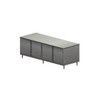 Thumbnail image #1 for BK Resources CST-30120H Stainless Steel Enclosed Chef Table, 120 x 30 x 34-3/4 in, 14-Gauge Top, 18-Gauge Body, Single-Sided Hinged Doors