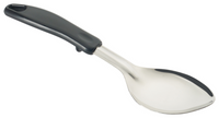 11-Inch Solid Stainless Steel Basting Spoon with Stop Hook and Black Polypropylene Handle