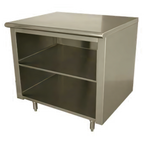 Thumbnail image #1 for Advance Tabco EB-SS-3012M Stainless Steel Underbar Work Table, Flat Top, Open Front Cabinet Base with Mid-Shelf, 144"W x 30"D