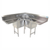 Thumbnail image #1 for BK Resources Corner 3-Compartment Sink with Dual Drainboards, 57 x 57 Inches