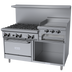 Thumbnail image #1 for Garland GFE Starfire Pro 60-Inch Gas Restaurant Range with 6 Open Burners, 24-Inch Raised Griddle/Broiler, Convection Oven, and Storage Base