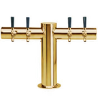 Thumbnail image #1 for Micro Matic USA Metropolis METRO-T-4PVDKR Countertop Glycol-Cooled 4-Faucet Draft Beer Tower, T-Style, PVD Brass Finish