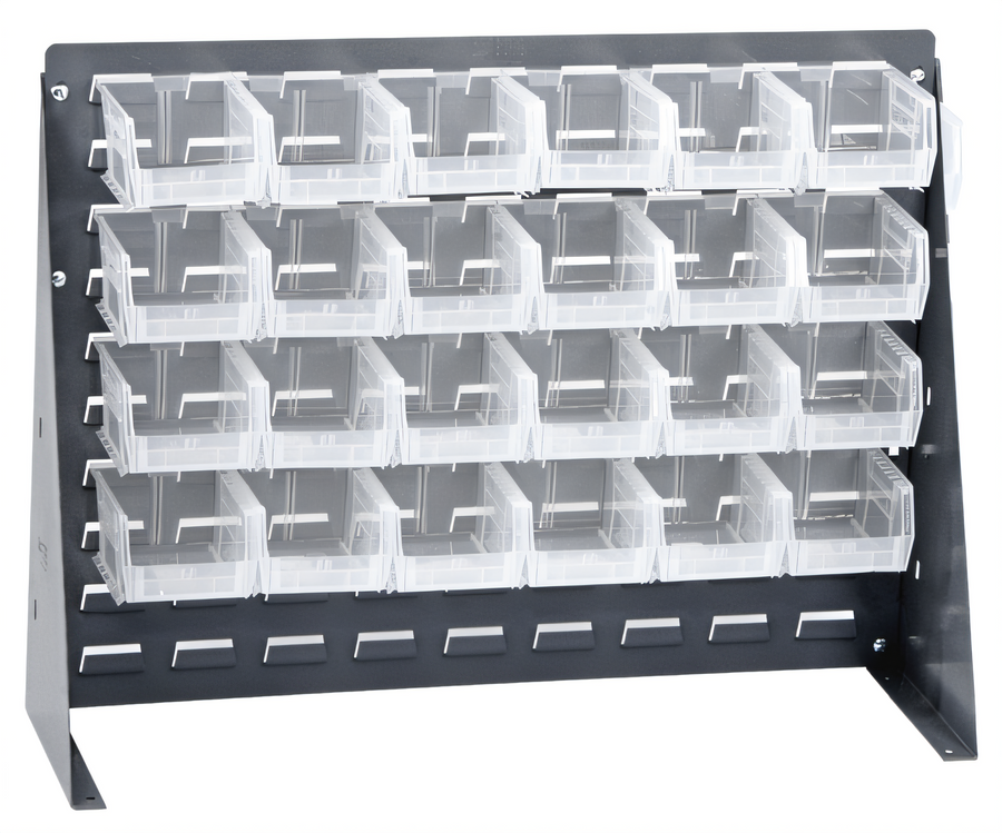 Product image #1 for Quantum 27-3/4 Inch Louvered Bench Rack with 24 Clear Bins