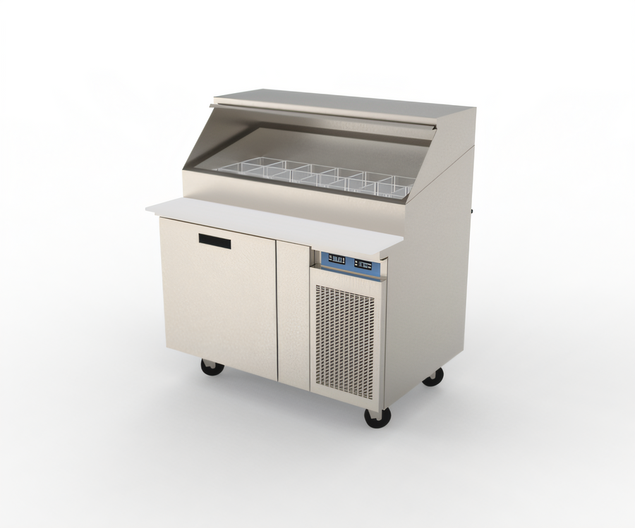 Product image #1 for Randell 48-Inch One-Section Refrigerated Raised Rail Prep Table with Right-Side Compressor