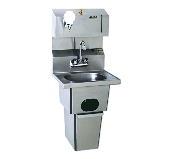 Product image #1 for Wall-Mounted Hand Sink with Built-In Waste Receptacle, Faucet, Soap & Towel Dispenser, 304 Stainless Steel