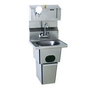 Wall-Mounted Hand Sink with Built-In Waste Receptacle, Faucet, Soap & Towel Dispenser, 304 Stainless Steel