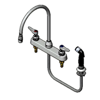 T&S Brass Deck-Mount Workboard Faucet with Side Spray, 8-Inch Centers, 8-13/16-Inch Swivel Gooseneck