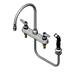 Thumbnail image #1 for T&S Brass Deck-Mount Workboard Faucet with Side Spray, 8-Inch Centers, 8-13/16-Inch Swivel Gooseneck