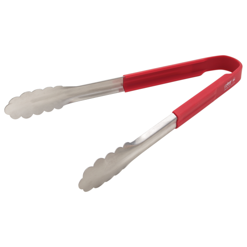 Product image #1 for Winco Prime 12-Inch Red Silicone-Handle Stainless Steel Utility Tongs