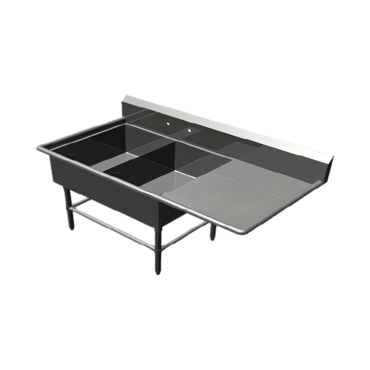 Product image #1 for John Boos Pro-Bowl 2-Compartment Freestanding Stainless Steel Sink with 20-Inch Right-Hand Drainboard