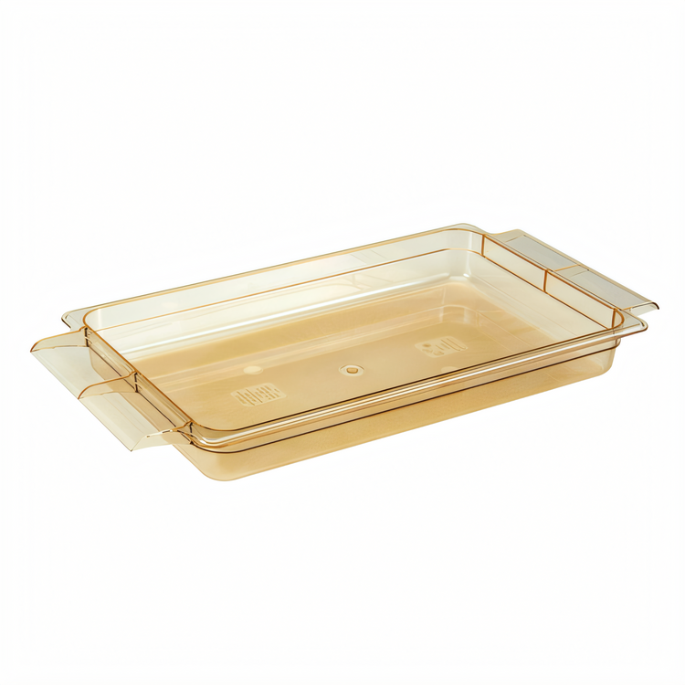Product image #1 for Cambro H-Pan Full-Size High Heat Plastic Food Pan with Handles, 2-1/2 Inch Deep, Amber