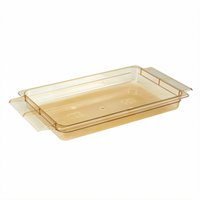 Cambro H-Pan Full-Size High Heat Plastic Food Pan with Handles, 2-1/2 Inch Deep, Amber