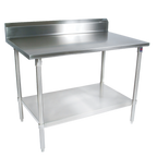 Thumbnail image #1 for John Boos Stallion ST4R5-24144GSK 144 x 24 Inch Stainless Steel Work Table with 5-Inch Backsplash, 14-Gauge Top and Galvanized Undershelf
