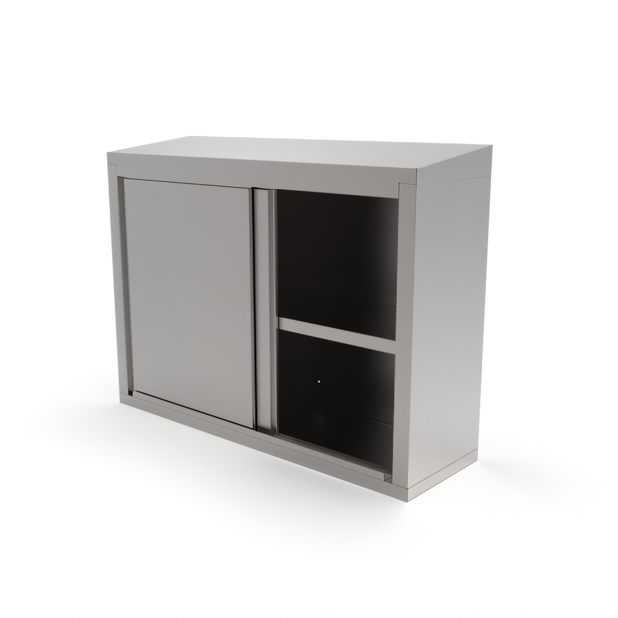 Product image #1 for John Boos WCS-36 36-Inch Wall-Mounted Stainless Steel Cabinet with Sliding Doors, Fixed Shelf, and Sloped Top