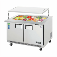 Everest Refrigeration EOTP2 Open Top Mega-Top Prep Table Refrigerator, Two-Section, 47-1/2 Inches Wide, 13 Cu. Ft., Stainless Steel