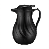 Winco VSW-64K 64 Oz Double-Wall Insulated Swirl Plastic Beverage Server - Black (Includes Colored ID Tags)