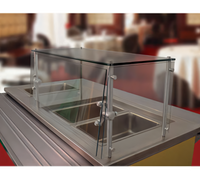 Advance Tabco Sleek Shield Cafeteria-Style Adjustable Front Glass Food Shield with Glass Top Shelf, 72 Inch
