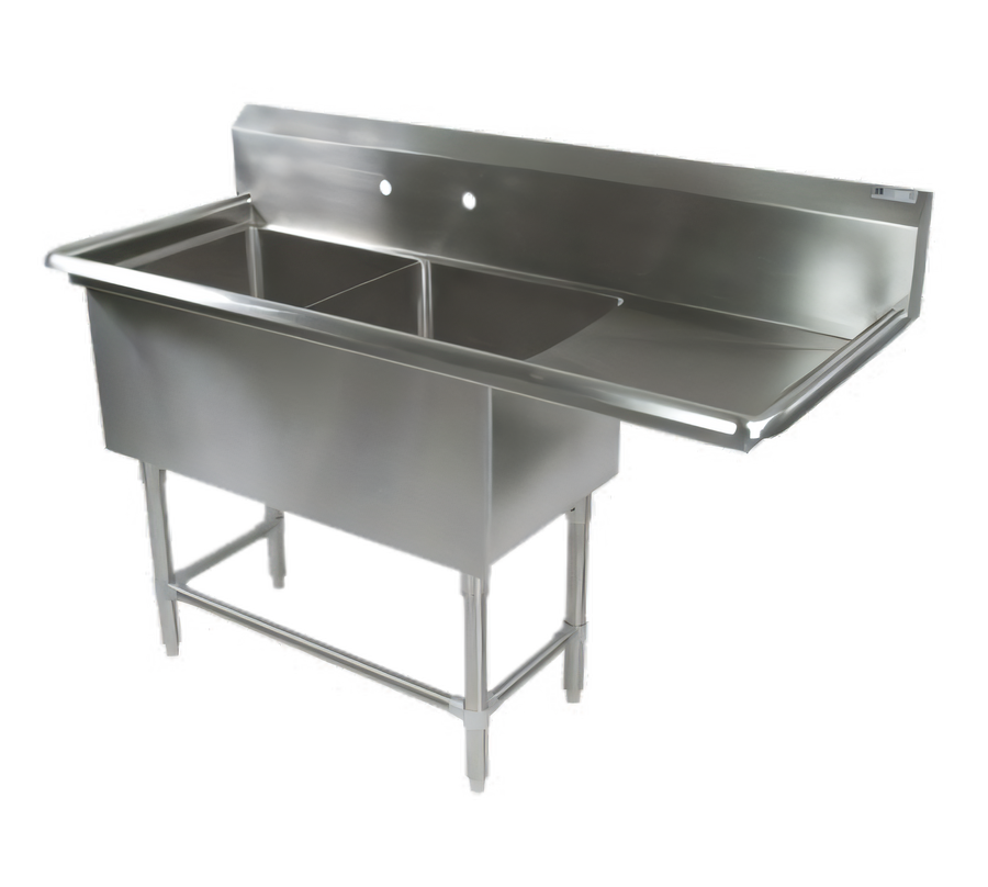 Product image #1 for John Boos Pro-Bowl 2-Compartment Floor Model Sink with Right-Hand Drainboard, 60-3/16" x 25-1/2"