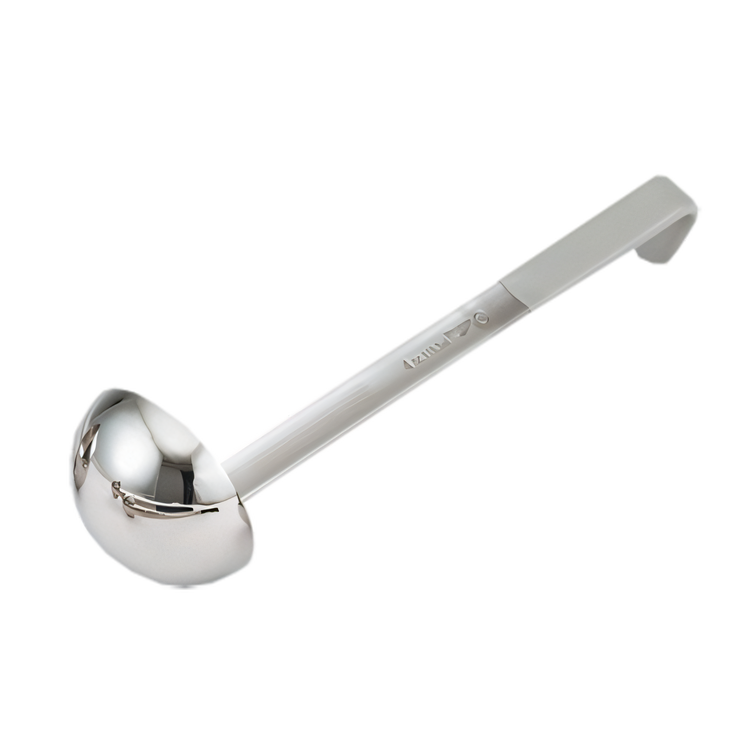 Product image #1 for Vollrath Jacob's Pride® 4 oz One-Piece Heavy-Duty 18/8 Stainless Steel Ladle with Gray Kool-Touch Handle