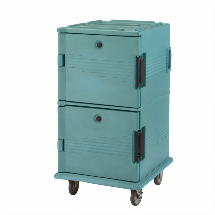 Product image #2 for Cambro Ultra Camcart® Non-Electric Front-Loading Double-Compartment Insulated Food Pan Cart, Security Package, Slate Blue
