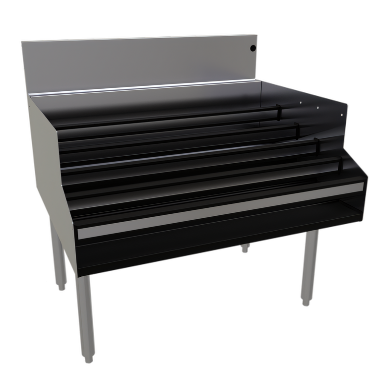 Product image #1 for Glastender Free Standing Stainless Steel Underbar Liquor Steps, 36 Inch Wide x 29 Inch Deep, 5-Step Display