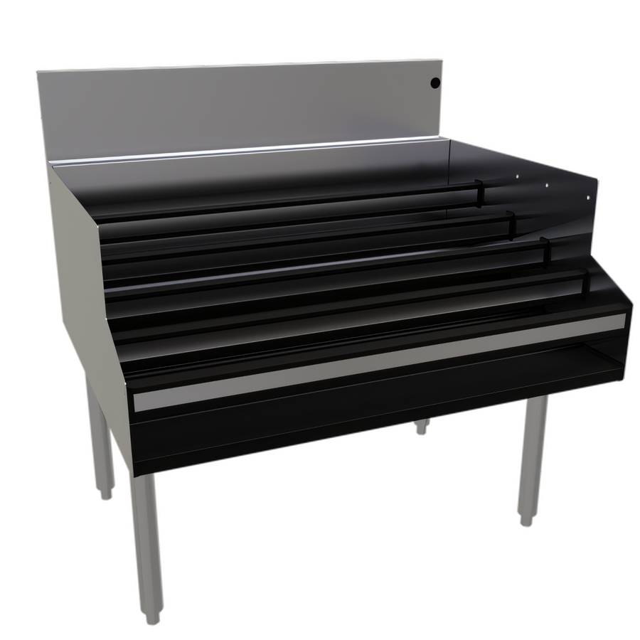 Product image #1 for Glastender Free Standing Stainless Steel Underbar Liquor Steps, 36 Inch Wide x 29 Inch Deep, 5-Step Display
