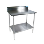 Thumbnail image #1 for BK Resources SVTR5-4830 Stainless Steel Work Table, 18-Gauge T-430 Top, 5-Inch Backsplash, Adjustable Undershelf, 48 x 30 Inches