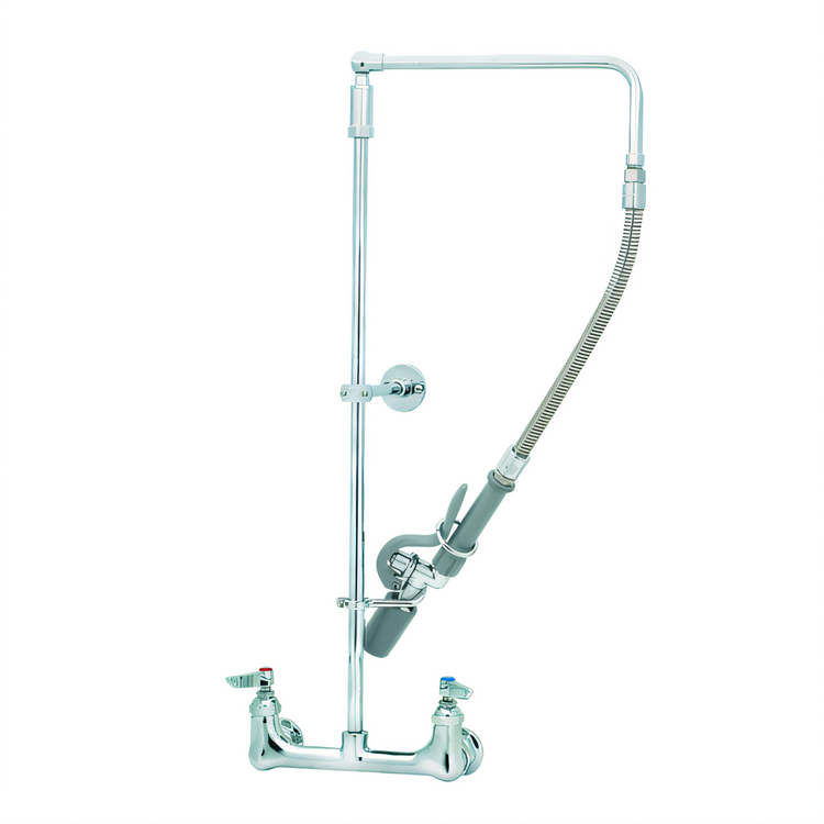 Product image #1 for T&S Brass EasyInstall Wall-Mount Pre-Rinse Mixing Faucet with 26-Inch Riser and 0.65 GPM Spray Valve