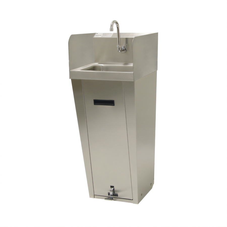 Product image #1 for Advance Tabco Pedestal-Mounted Stainless Steel Hand Wash Sink with 14 x 10 x 5 Inch Bowl, Side Splashes and Pedal Valve Faucet