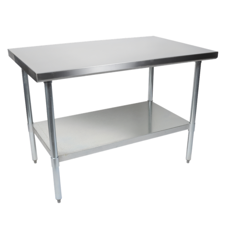 Product image #1 for John Boos Stallion Economy Corner Work Table, 30 x 24 Inches, 18/430 Stainless Steel Flat Top