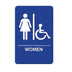 Thumbnail image #1 for Winco Braille Women's Accessible Restroom Sign, 6 x 9 Inches, Blue with White Imprint