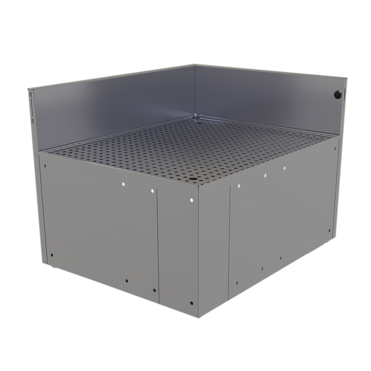 Product image #1 for Glastender Stainless Steel Inside Rectangle Corner Drainboard, 24" Left x 30" Right x 24" Deep
