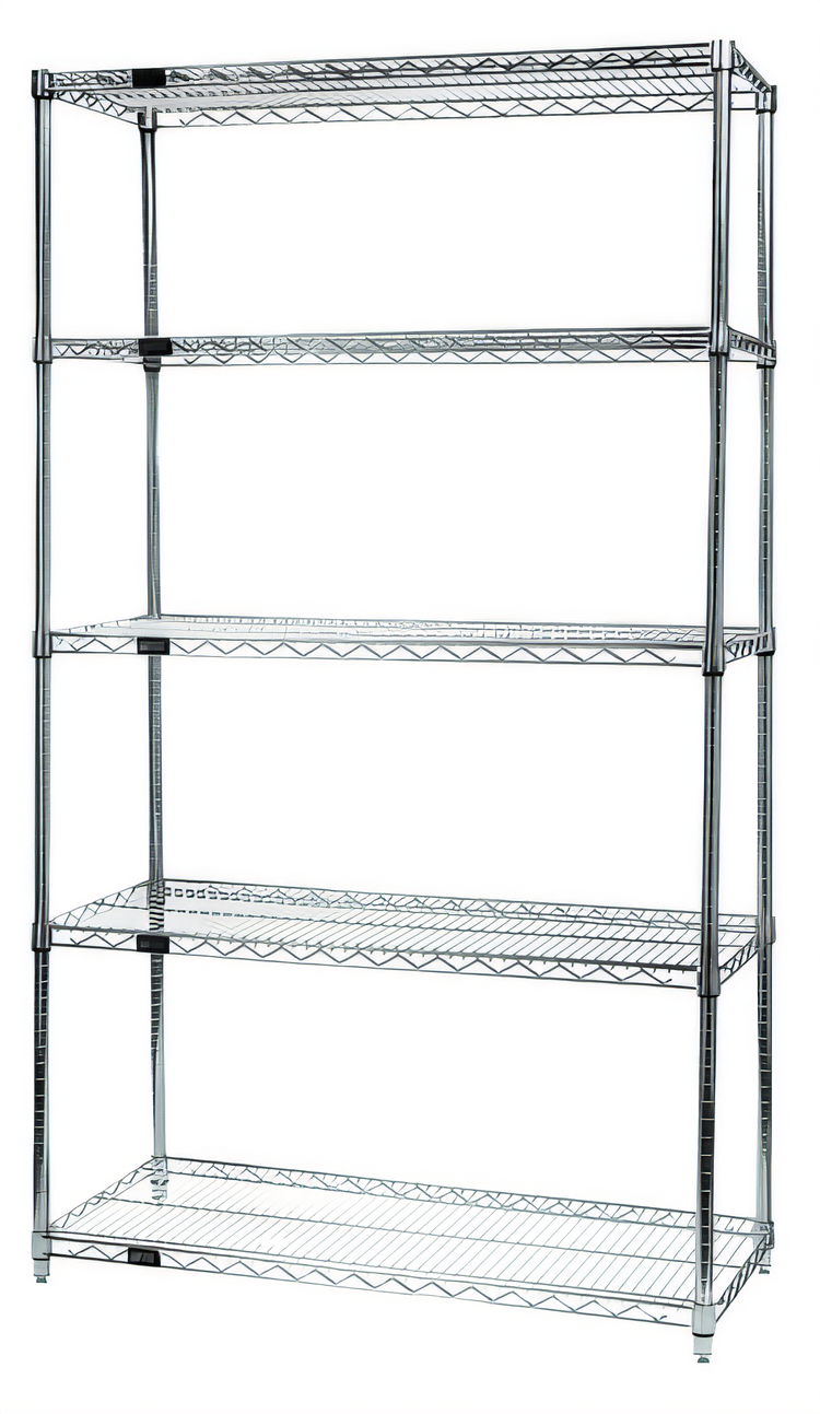 Product image #1 for Quantum Chrome Plated Wire Shelving Starter Kit, 72"W x 36"D x 54"H, 5 Shelves