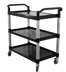 Thumbnail image #1 for Omcan Black Plastic 3-Shelf Bussing Cart with 19.5 x 31 in Tray, 198 lb Capacity