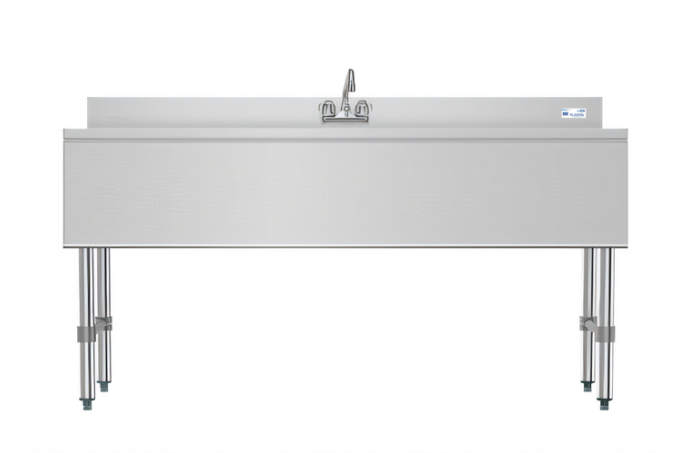 Product image #1 for KoolMore 60-Inch Commercial 3-Compartment Underbar Sink with Dual Drainboards and 3-Inch Backsplash