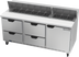 Thumbnail image #1 for Beverage-Air SPED72HC-18-4 Three-Section 72-Inch Sandwich Top Refrigerated Prep Table with 4 Drawers, 1 Door, and 18-Pan Rail