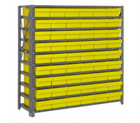 Quantum Heavy-Duty Stationary Wire Shelving Unit with 7 Shelves and 36 Included Bins, 36 x 12 x 39 Inches