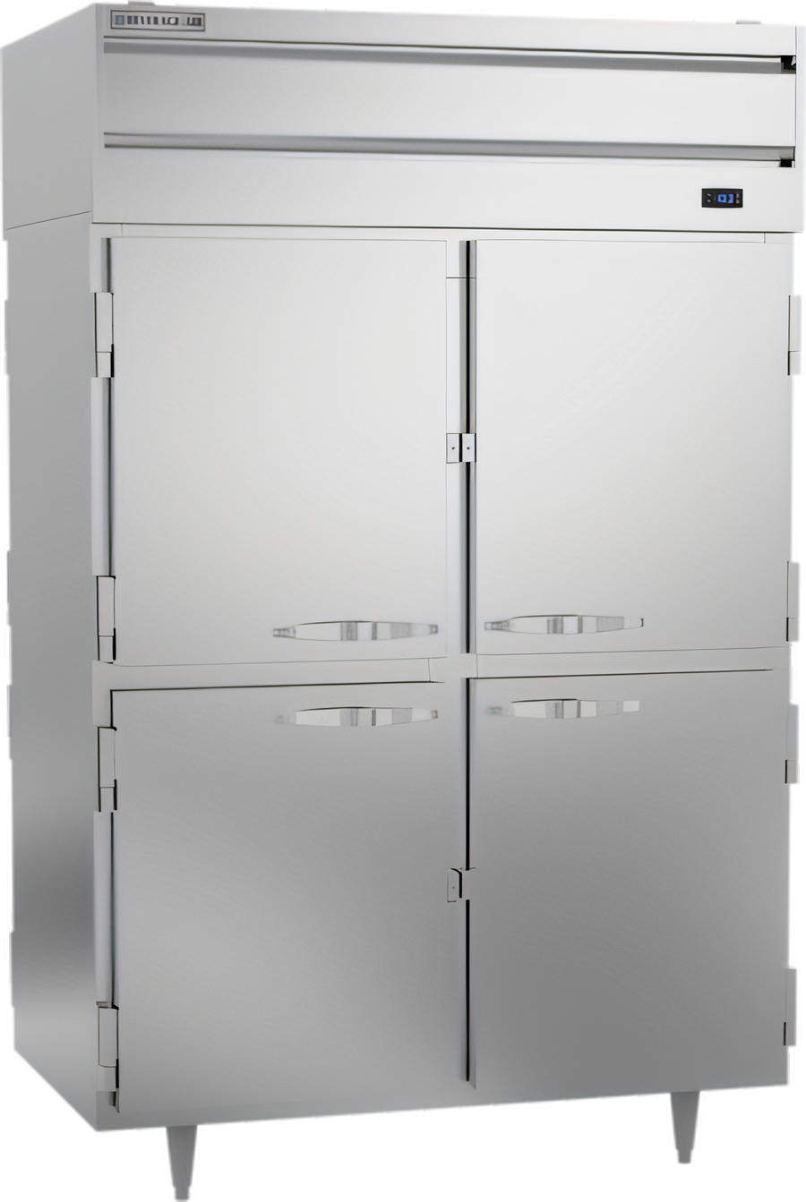 Product image #1 for Beverage-Air P Series 2-Section Pass-Thru Freezer with 8 Half Solid Doors, 48.33 Cu. Ft., Top-Mounted Self-Contained Refrigeration